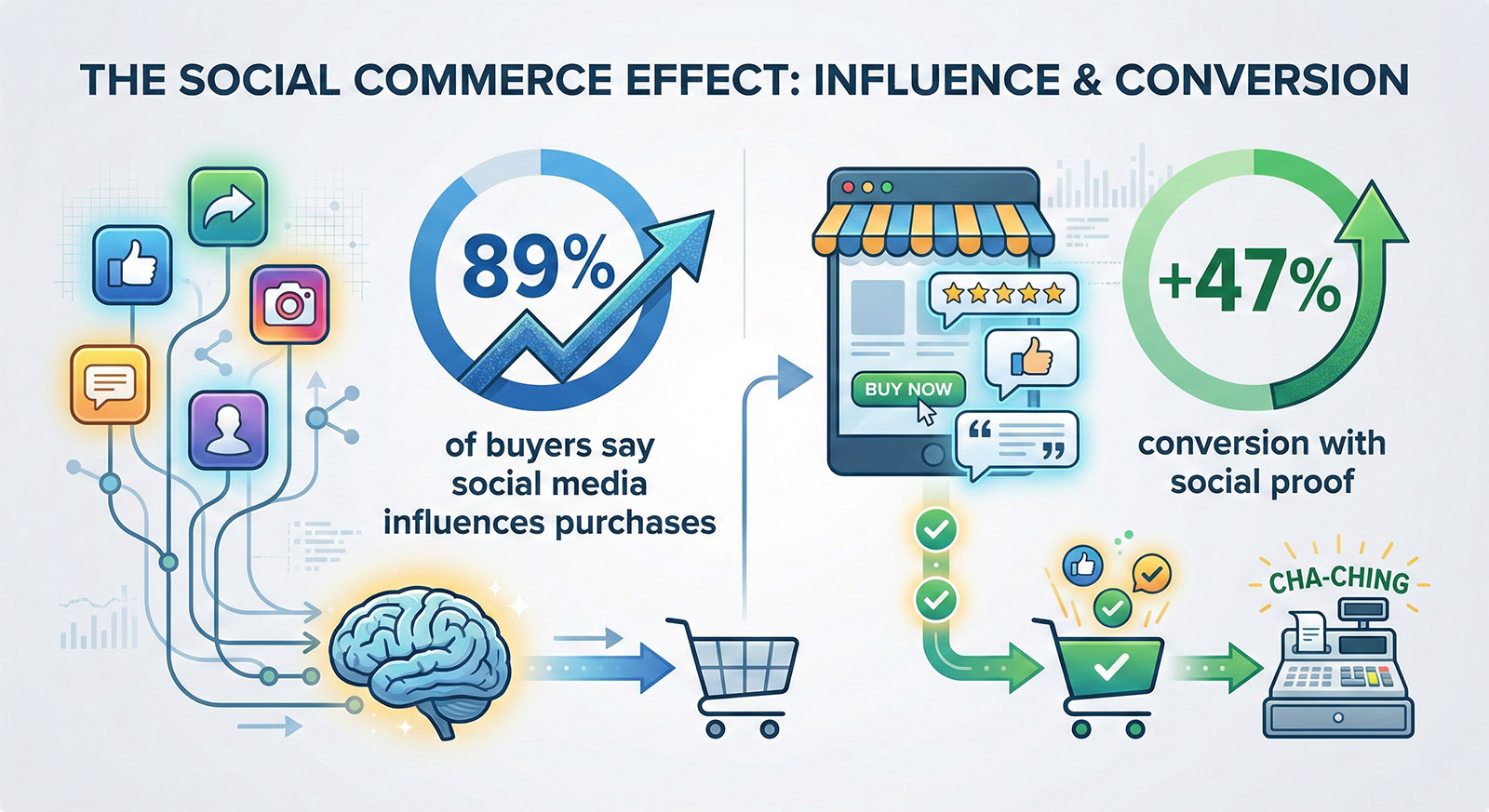 89 percent of buyers say social media influences purchases.